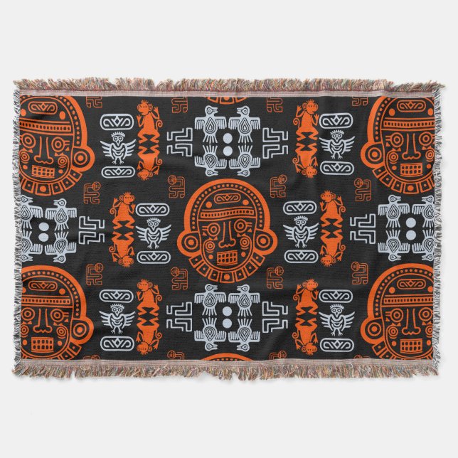 inca Aztec Home Decor Throw Blanket (Front)