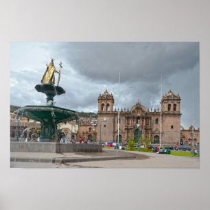Inca Emperor Pachacuti Statue, Cusco, Peru Poster