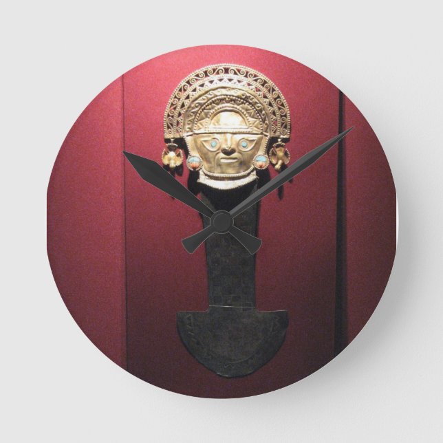 Inca gold ceremonial knife (Tumi),  Lima, Peru Round Clock (Front)