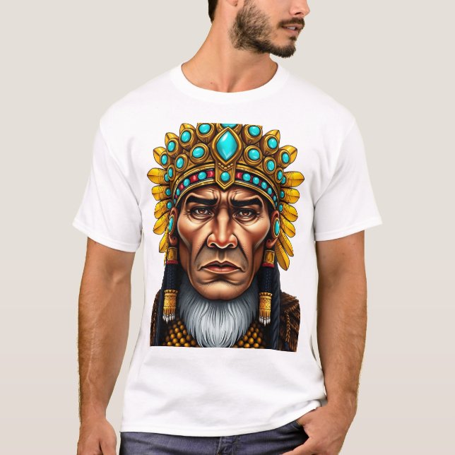 Inca King Face Tribal Art T-Shirt (Front)