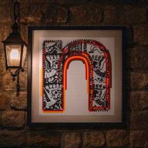 Inca Letter N Artistic Lettering Poster