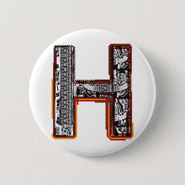 Inca`s font, Letter H 2 Inch Round Button (Front)