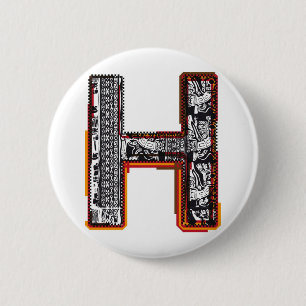 Inca`s font, Letter H 2 Inch Round Button