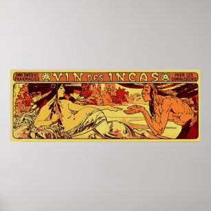 Inca wine Alphonse Mucha remake horizontal Poster