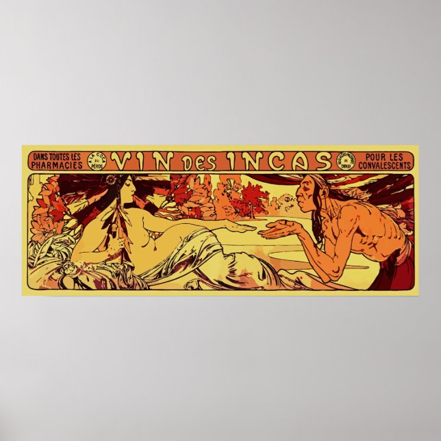 Inca wine Alphonse Mucha remake horizontal Poster (Front)