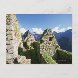 Incan ruins at Machu Picchu in the Andes Postcard