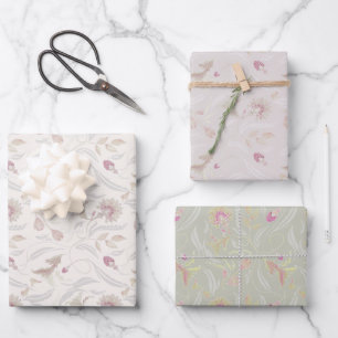 Incantation Botanical In Mist, Cream and Sage Wrapping Paper Sheet