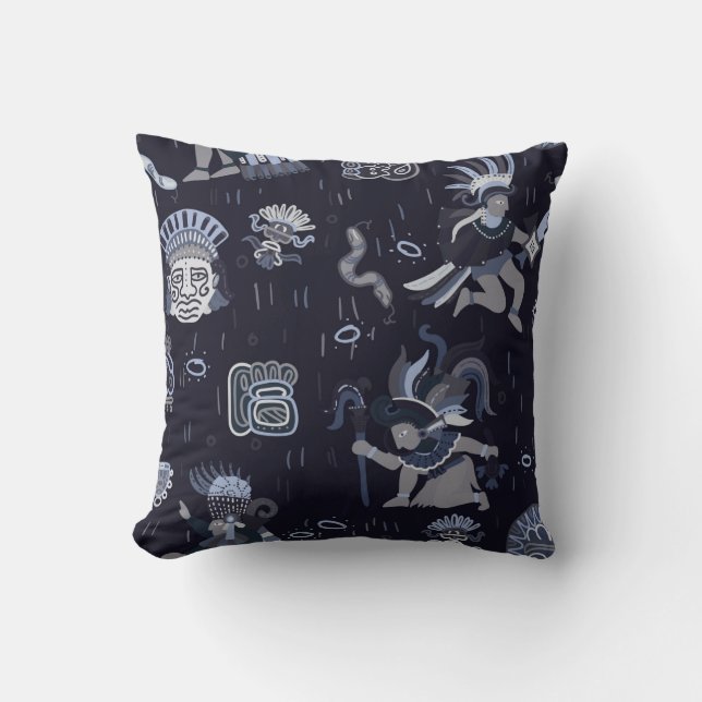 Incas pattern seamless design graphic throw pillow (Front)