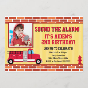 Incendie Camion Invitation Anniversaire Pompier Po