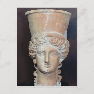 Incense burner of the head of a female postcard