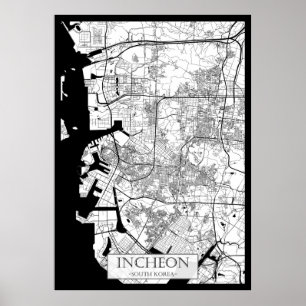 Incheon South Korea Map Poster