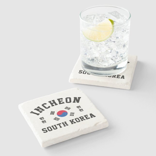 Incheon South Korea Stone Coaster (Side)