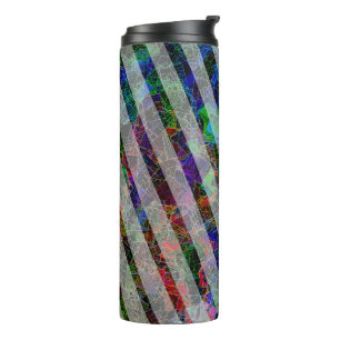 Inclined stripes and colourful scratches and lines thermal tumbler