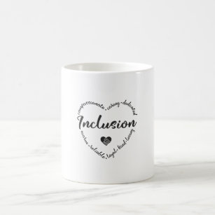 Inclusion, diversity heart coffee mug