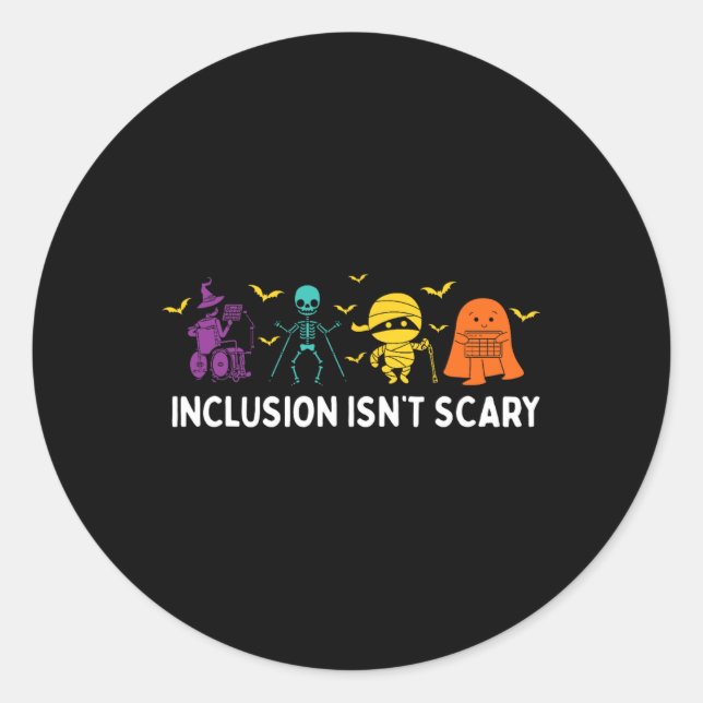 Inclusion Isn't Scary Cute Boo Lovely Ghost Hallow Classic Round Sticker (Front)