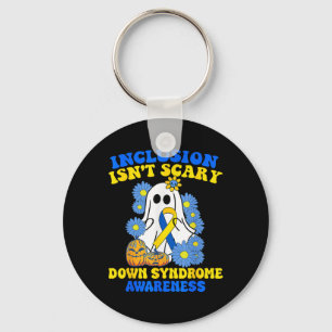 Inclusion Isnt Scary Halloween Ghost Down Syndrome Keychain