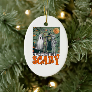 Inclusion Isn't Scary Halloween Horror Characters Ceramic Ornament
