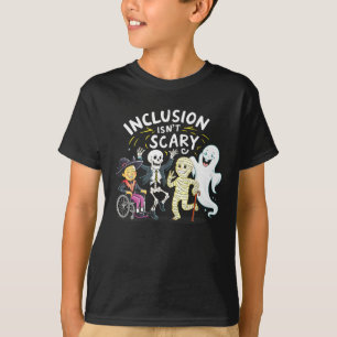 Inclusion Isn't Scary Teacher Skeleton Ghost Cute  T-Shirt