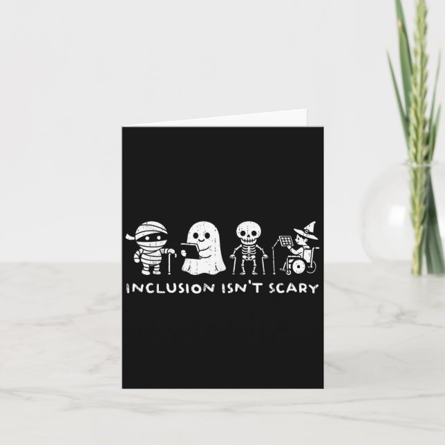 Inclusion Isn't Y Slp Halloween Ghost Mummy Sped T Card (Front)