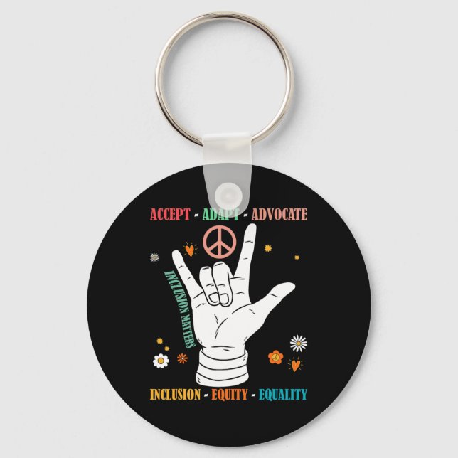 Inclusion Problems Autism Awareness Teacher Inspir Keychain (Front)