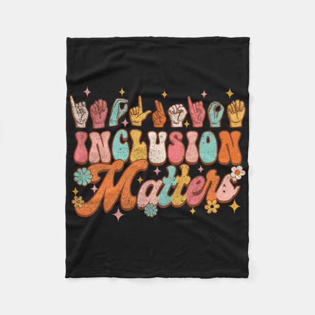 Inclusion Problems Groovy American Sign Language A Fleece Blanket (Front)