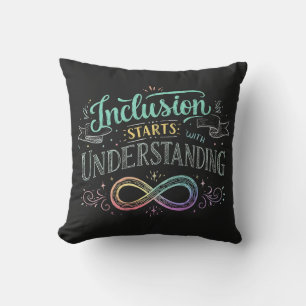 Inclusion Starts with Understanding Chalk Quote Throw Pillow