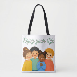 Inclusive Friendship and Positivity Quote Shoulder Tote Bag
