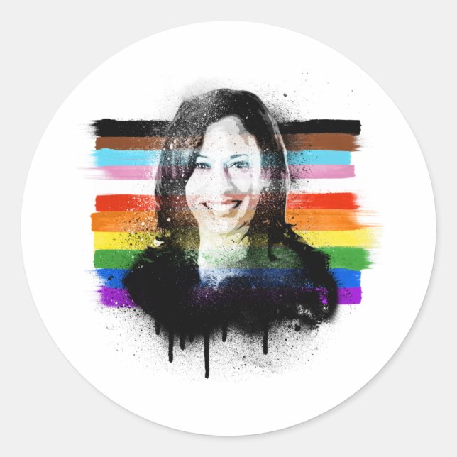 Inclusive Kamala Harris Pride Graffiti Classic Round Sticker (Front)