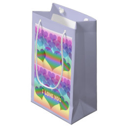 Inclusive Pastel Rainbow of Hearts & Love Small Gift Bag