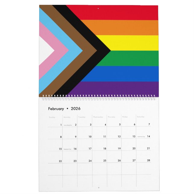 Inclusive rainbow Lgbtq gay diversity flag Calendar (Feb 2026)