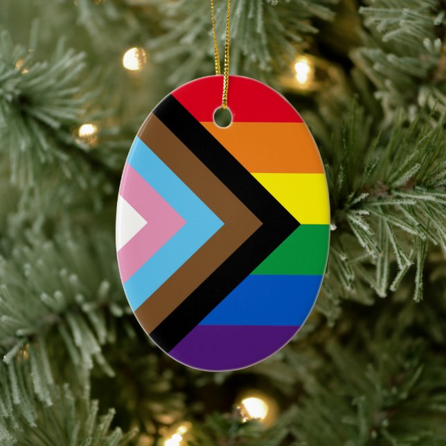Inclusive rainbow Lgbtq gay diversity flag Ceramic Ornament (Tree)