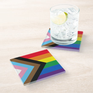 Inclusive rainbow Lgbtq gay diversity flag Glass Coaster