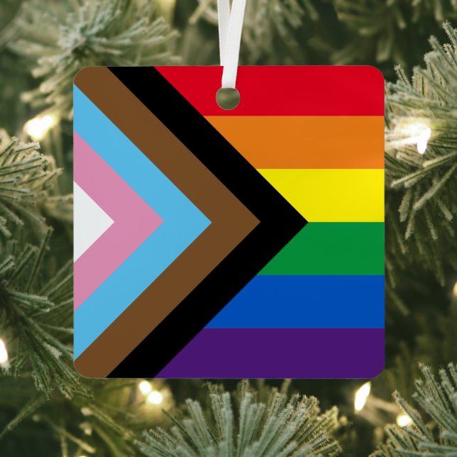 Inclusive rainbow Lgbtq gay diversity flag Metal Ornament (Insitu)