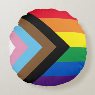 Inclusive rainbow Lgbtq gay diversity flag Round Pillow