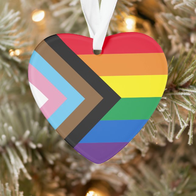Inclusive rainbow Lgbtq gay pride diversity heart Ornament (Tree)