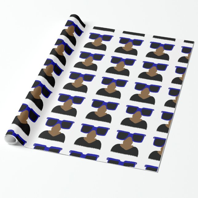 Incognito Moustache & Glasses Wrapping Paper (Unrolled)