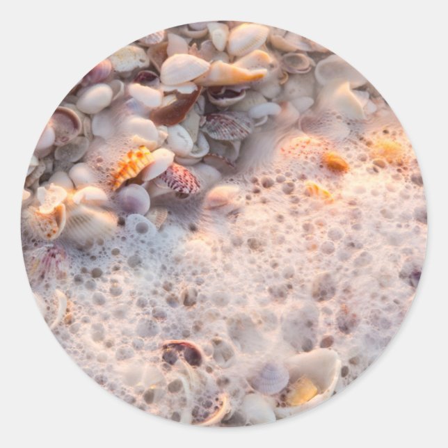 Incoming Surf And Seashells On Sanibel Island Classic Round Sticker (Front)