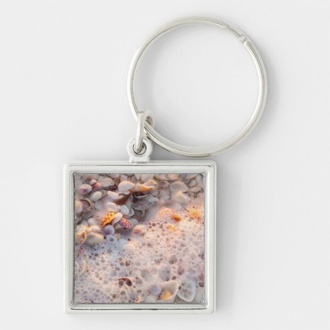 Incoming Surf And Seashells On Sanibel Island Keychain (Front)
