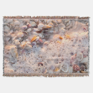 Incoming Surf And Seashells On Sanibel Island Throw Blanket