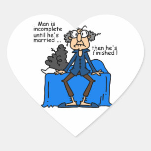 Incomplete Then Finished Marriage Humour Heart Sticker