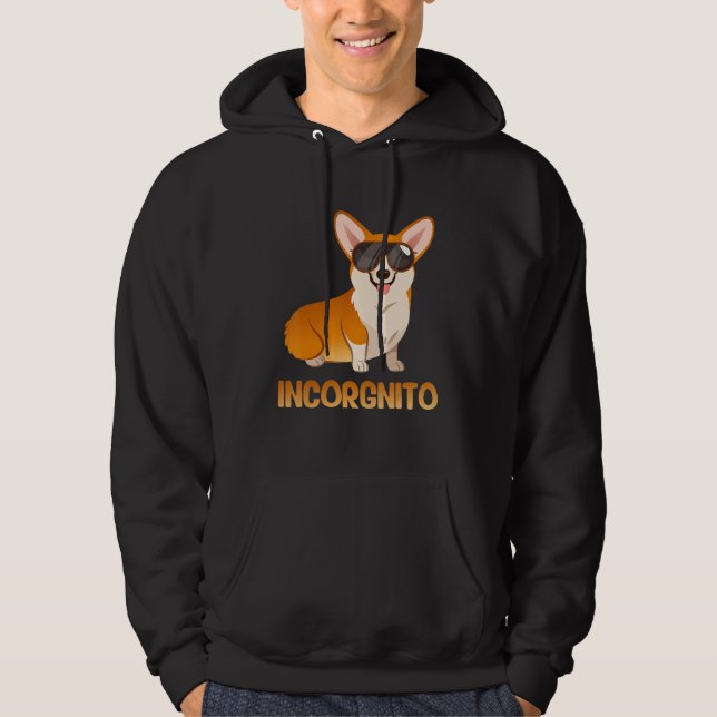 Incorgnito Funny Corgi Dog Lover Hoodie (Front)