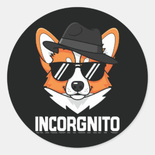 Incorgnito Stealthy Corgi in Shades Classic Round Sticker