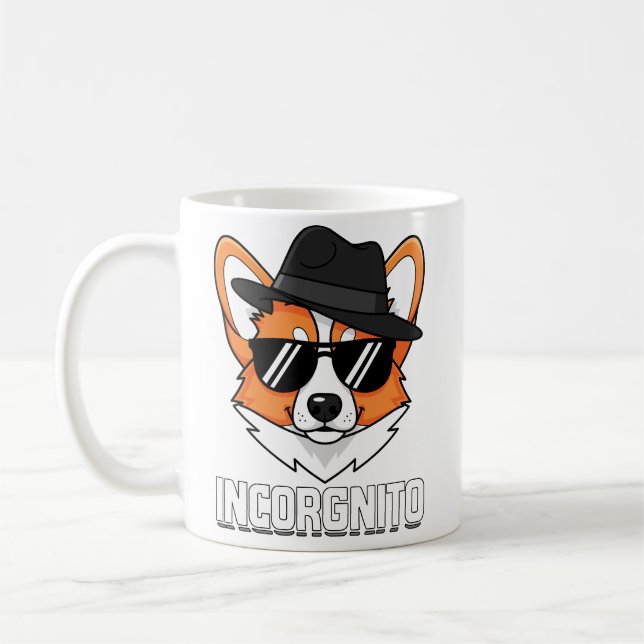 Incorgnito Stealthy Corgi in Shades Coffee Mug (Left)