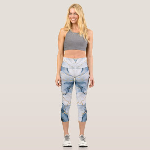 Incredible Colour Print  Light Blue Marble Capri Leggings