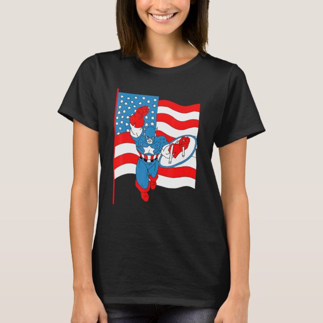 Incredible Hero Figh Comic American Flag Tee (Front)
