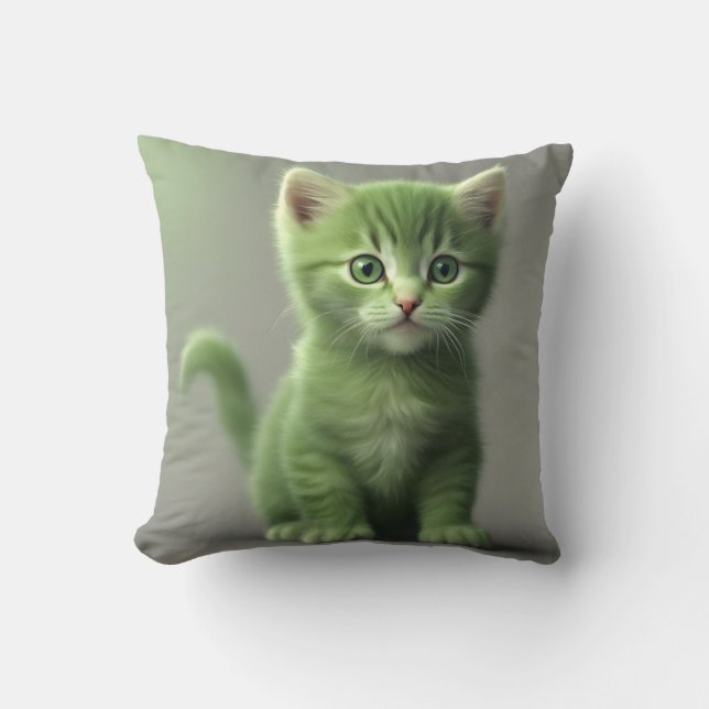 Incredible Kitten Throw Pillow (Front)
