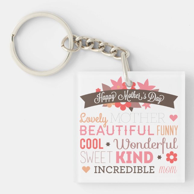 Incredible Mom Happy Mother's Day Keychain (Front)