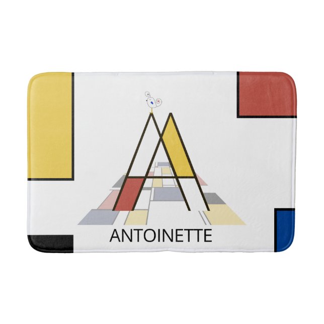 Incredible Neoplasticism Art Monogram. Letter A Bath Mat (Front)
