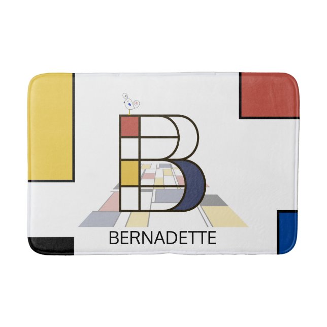 Incredible Neoplasticism Art Monogram. Letter B Bath Mat (Front)