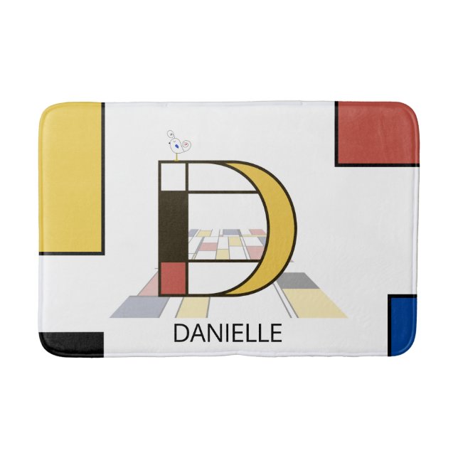 Incredible Neoplasticism Art Monogram. Letter D Bath Mat (Front)